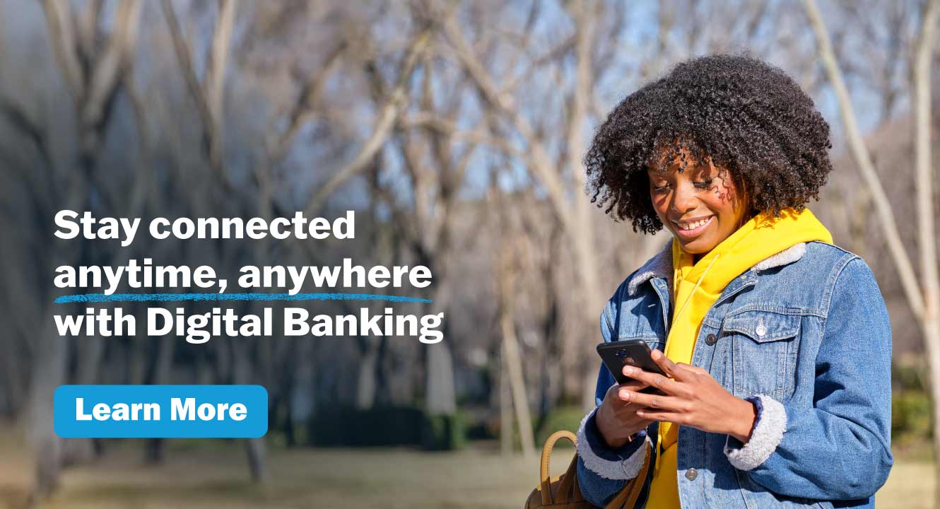 Lady on her mobile banking app