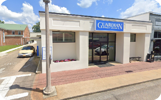 Exterior view of Guardian Guardian CU’s Maplesville branch building