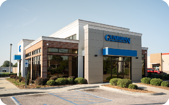 Exterior view of Guardian Guardian CU’s Prattville at East Main Street branch building