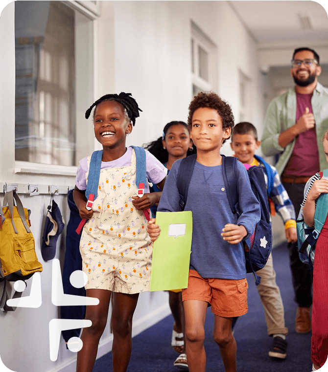 Children walking in school hallway, representing Guardian Credit Union Foundation’s commitment to education and youth support